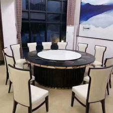 西安實木帶轉(zhuǎn)盤電動大圓桌餐桌椅